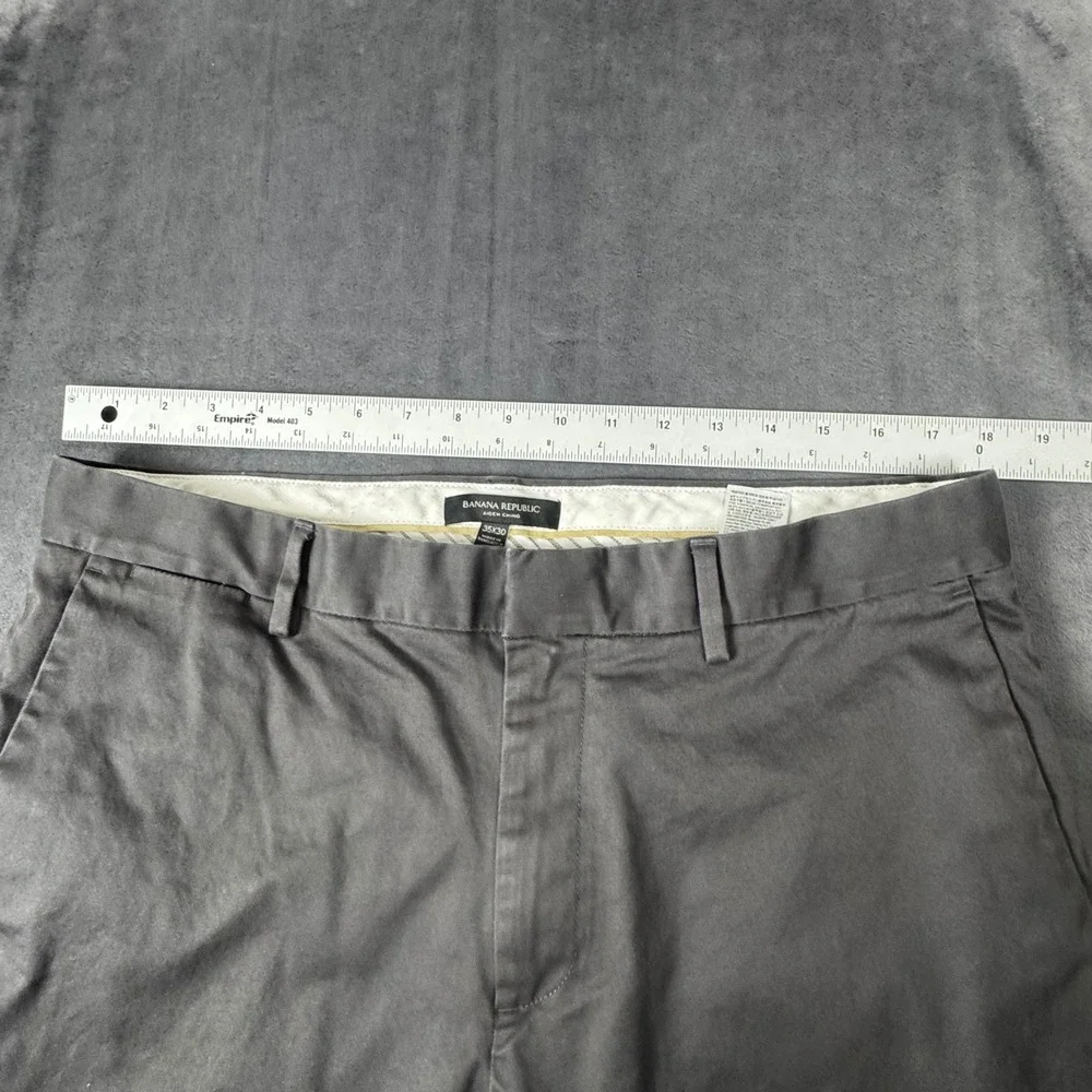 Banana Republic Aiden Chino Men 35x30 Grey Slim Fit Stretch Pants